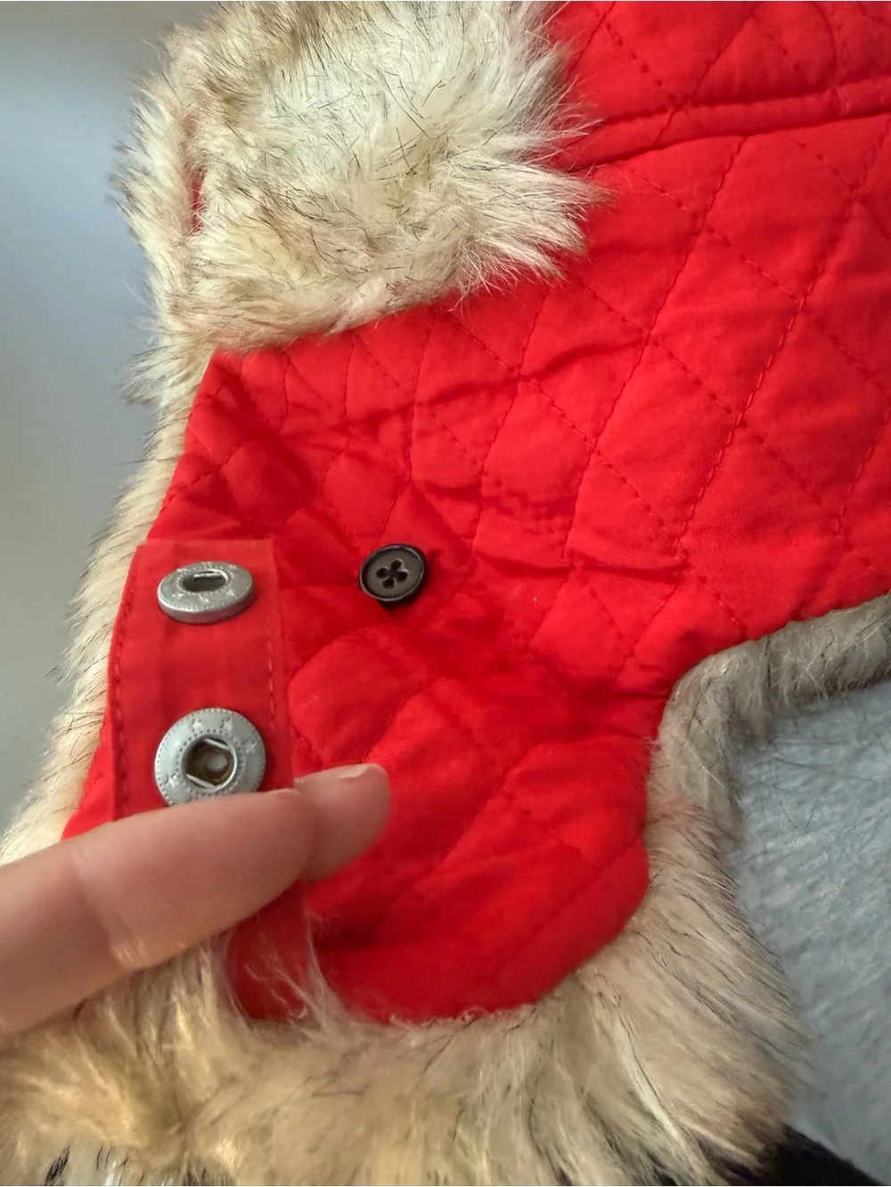 Coca Cola Bright Red Quilted Trapper Hat with Faux Fur Trim